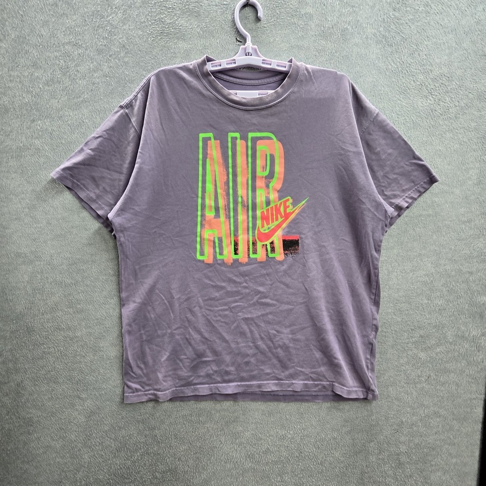 Nike Men Shirt L Purple Graphic Nike Air Retro 90s The Tee Logo Short